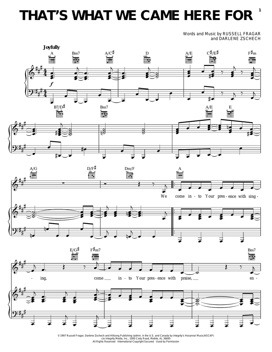 That's What We Came Here For Piano, Vocal, Guitar scores gallery preview page 1