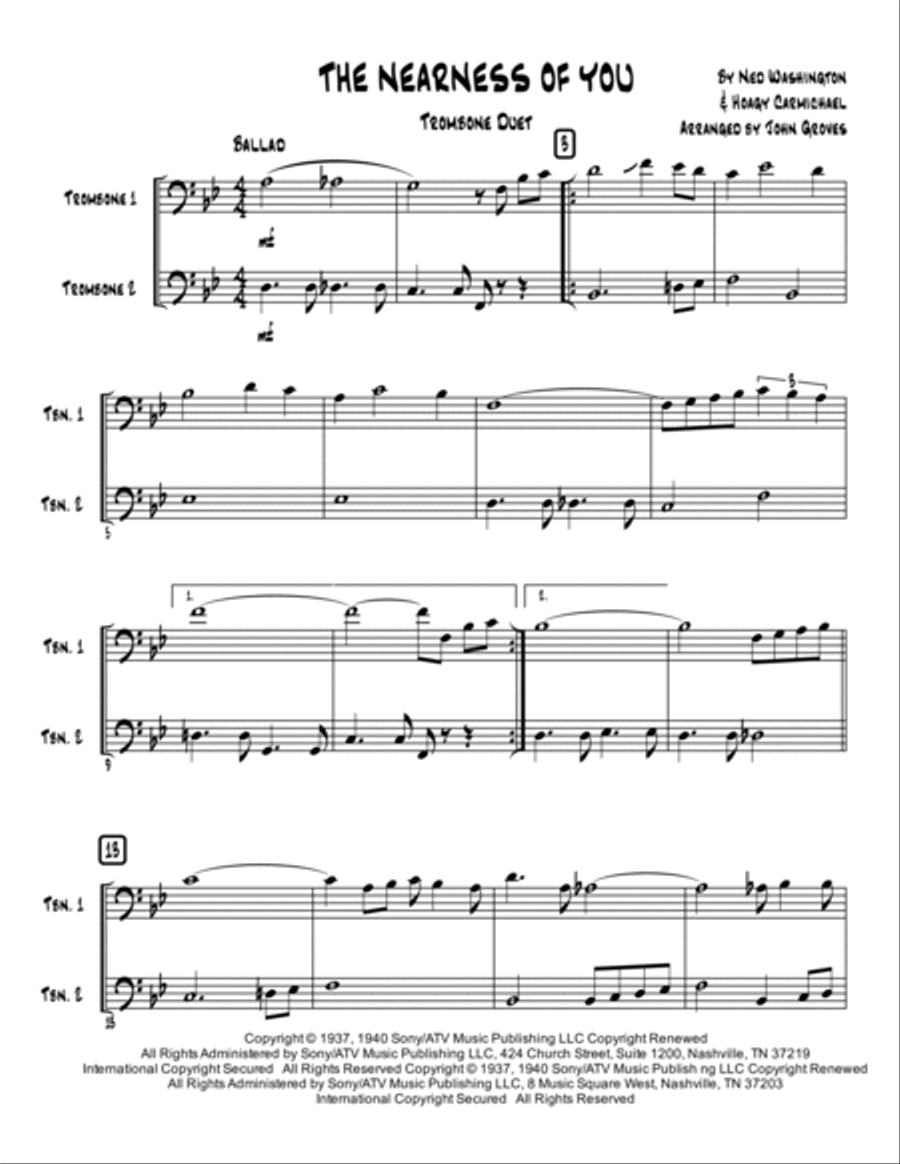 The Nearness Of You Trombone Duet scores gallery preview page 2