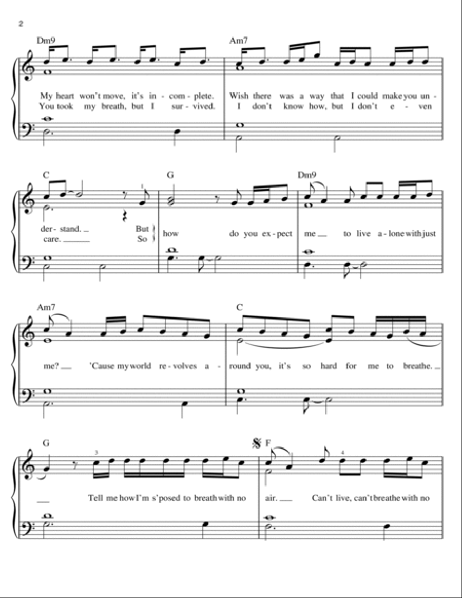 No Air Easy Piano scores gallery preview page 2