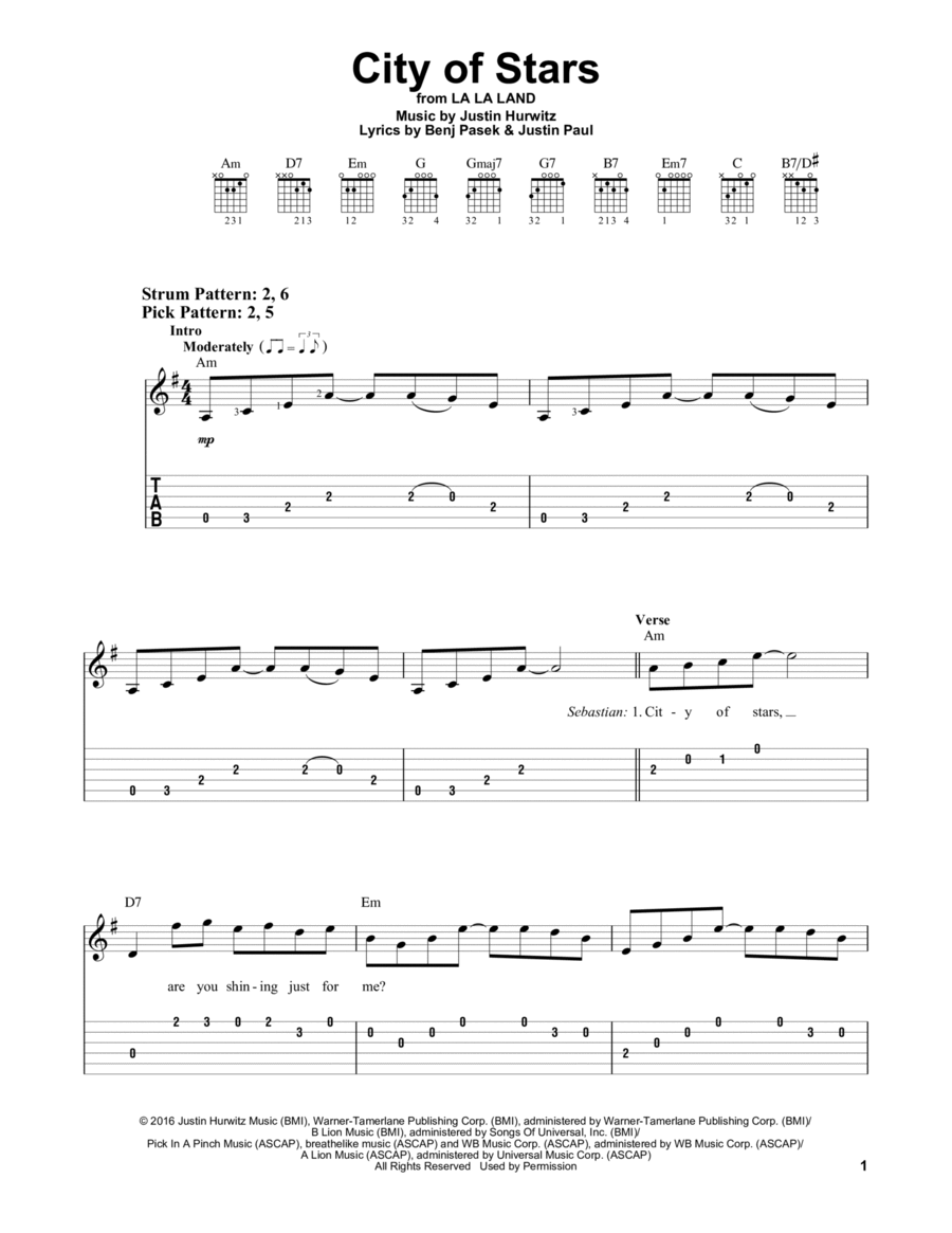 City Of Stars (from La La Land) Acoustic Guitar scores gallery preview page 1
