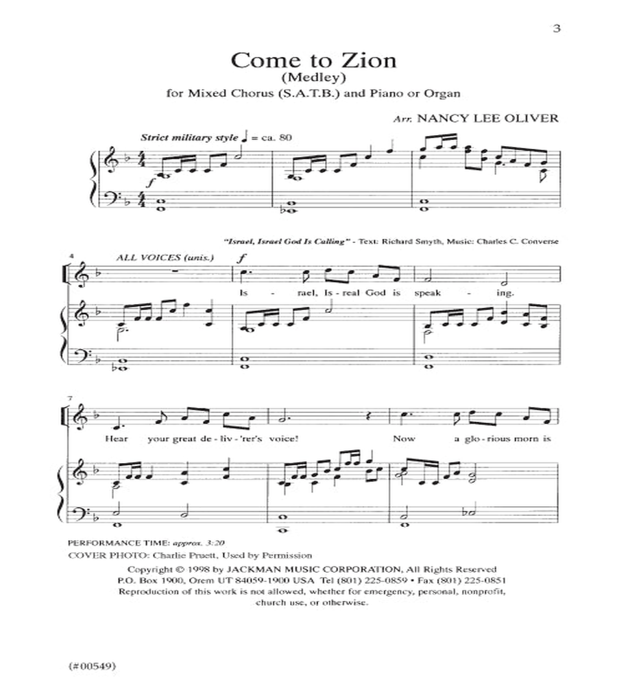 Come to Zion (Medley) - SATB 4-Part scores gallery preview page 2