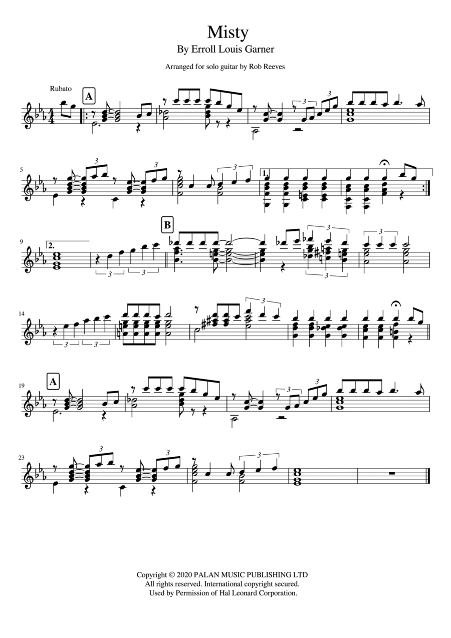 Misty Electric Guitar scores gallery preview page 1