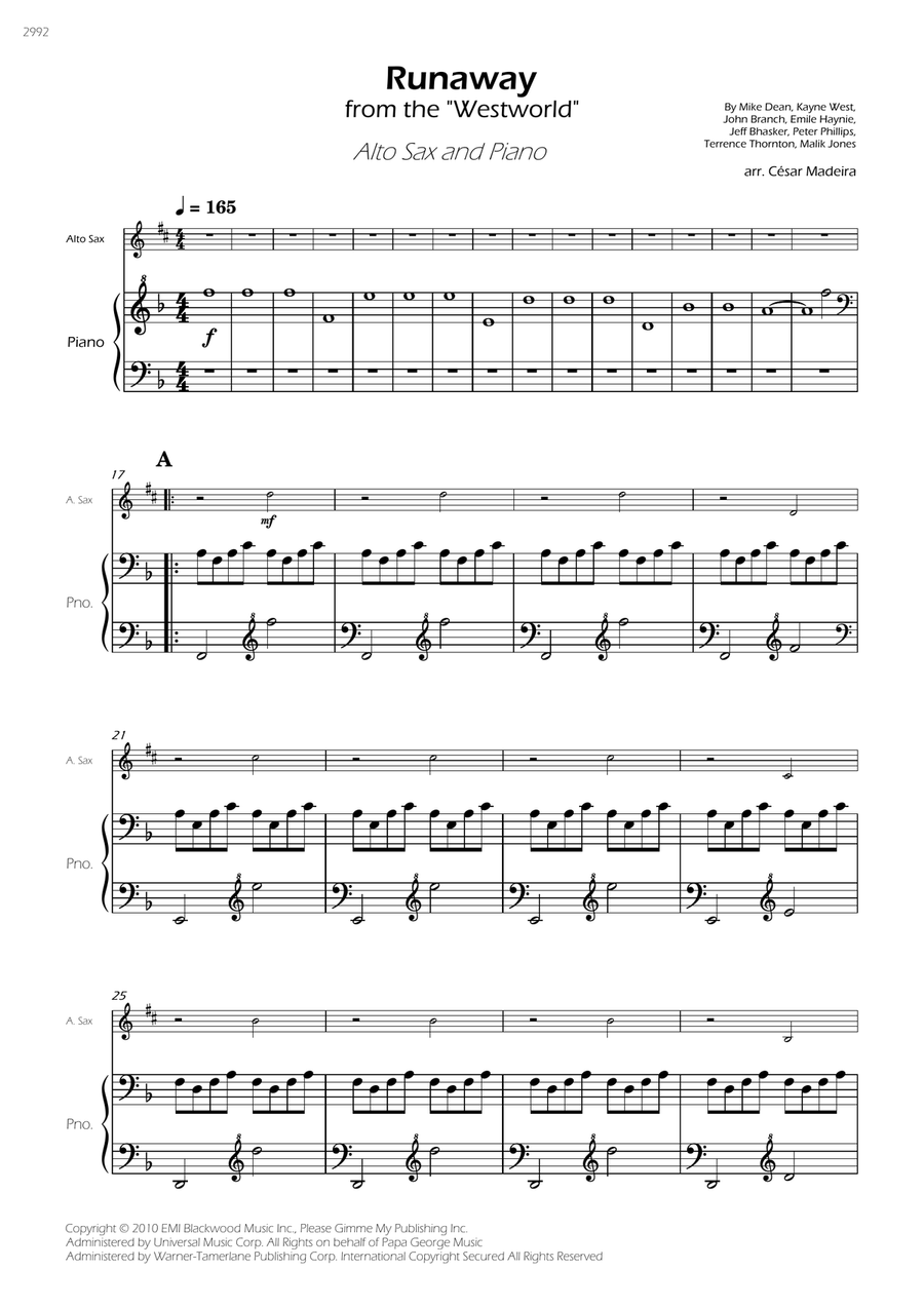 Runaway Alto Saxophone scores gallery preview page 3