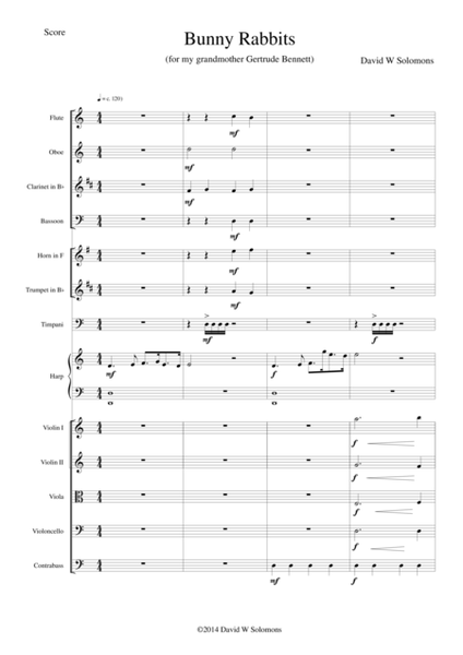 Bunny Rabbits for Chamber Orchestra (Score and Parts) image number null