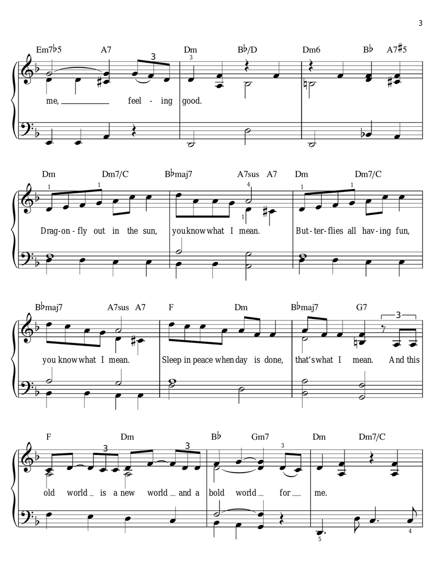 Feeling Good Easy Piano scores gallery preview page 3