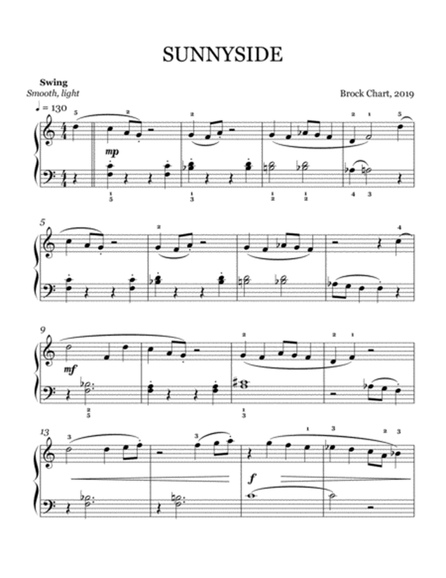 Sunnyside - Early Intermediate Jazz Piano Solo image number null