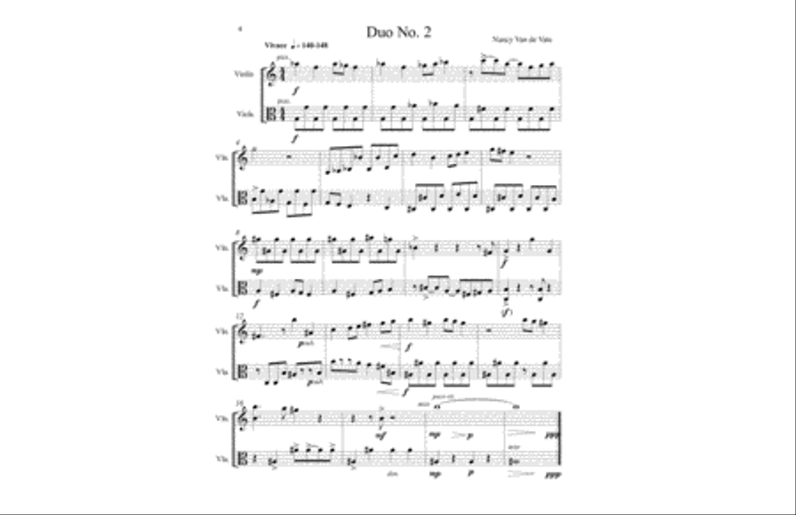 [Van de Vate] Six Duos for Violin and Viola String Duet scores gallery preview page 6