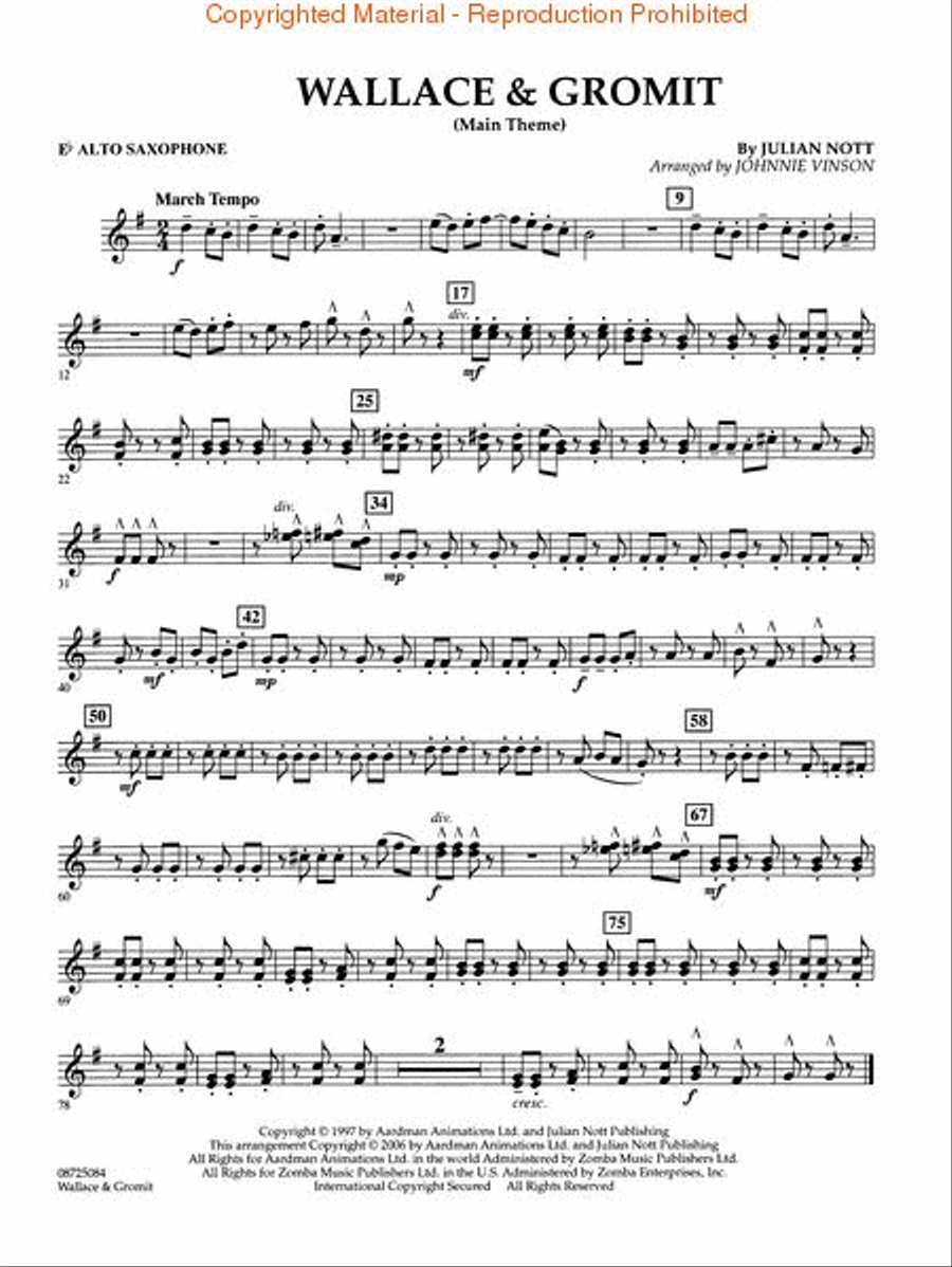 Wallace & Gromit Concert Band scores gallery preview page 5