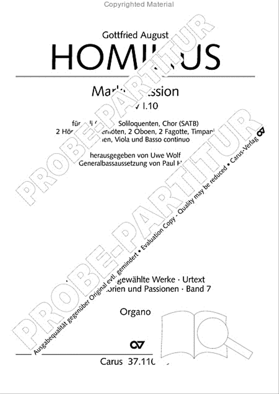 Markuspassion. Werkausgabe Reihe 1, Bd. 7 (Homilius)