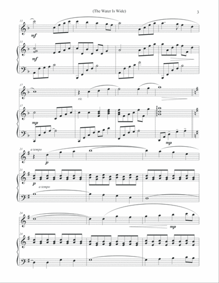 The Water Is Wide (Solo Flute & Piano) Flute Solo scores gallery preview page 3