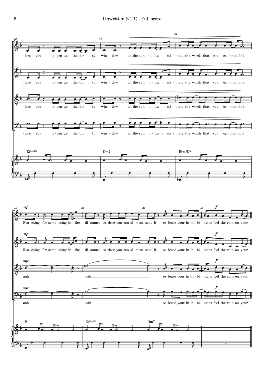 Unwritten Unwritten 4-Part scores gallery preview page 6