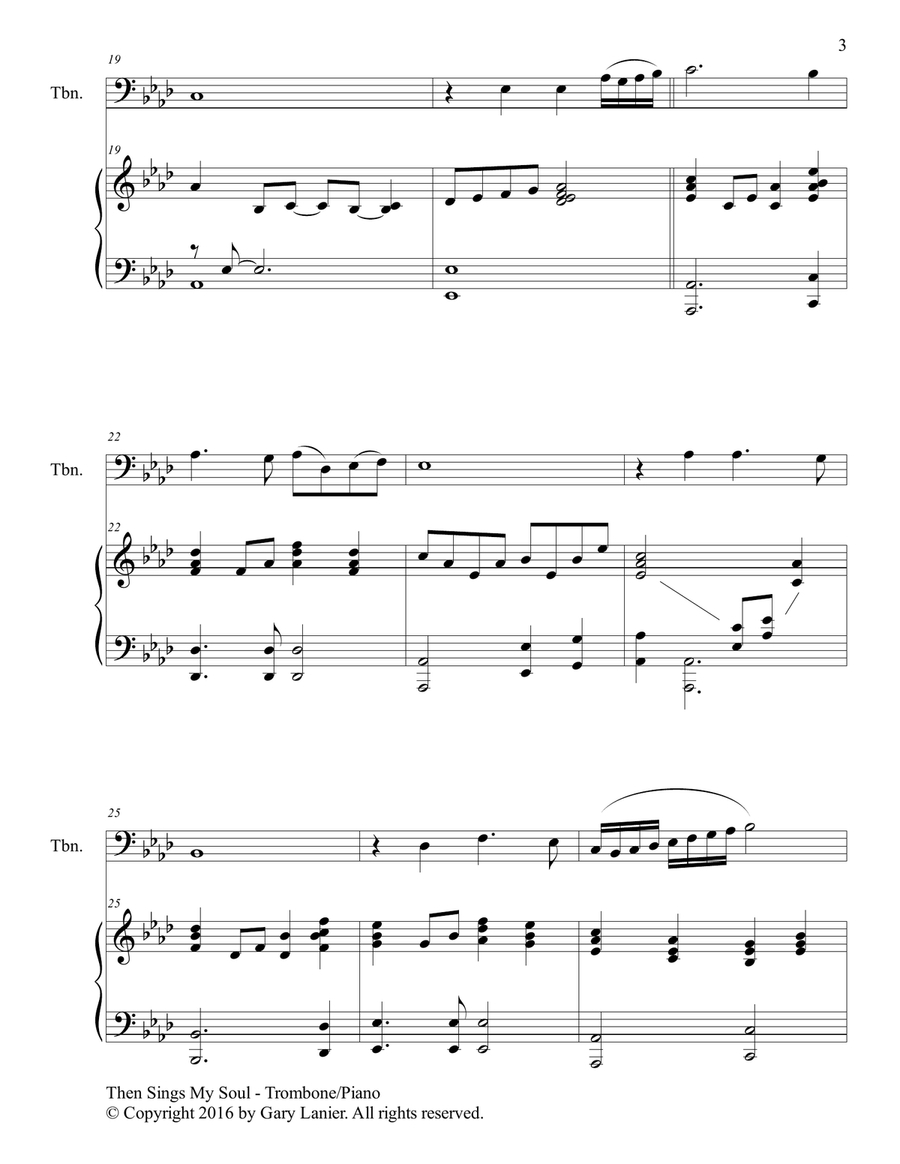 THEN SINGS MY SOUL (For Trombone & Piano with Parts) Piano scores gallery preview page 4