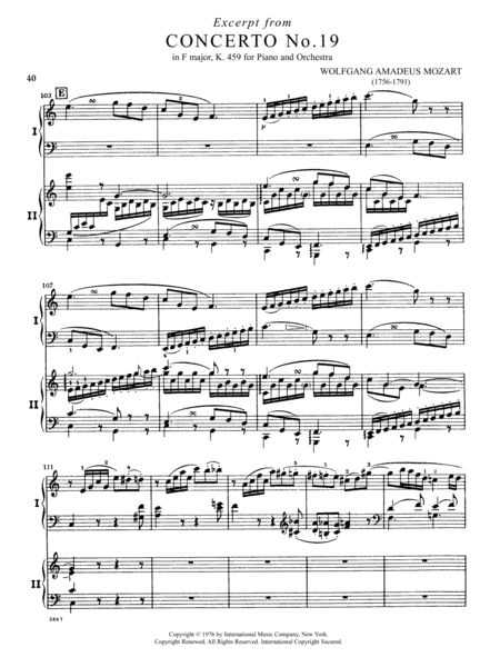 Concerto No. 19 In F Major, K. 459