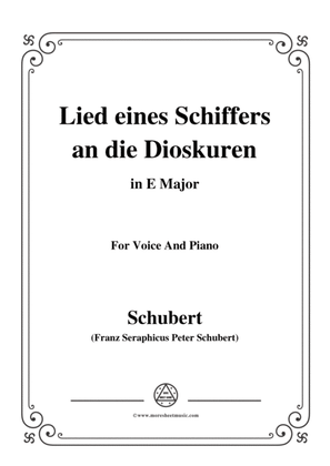 Schubert-Lied eines Schiffers an die Dioskuren,in E Major,Op.65 No.1,for Voice and Piano