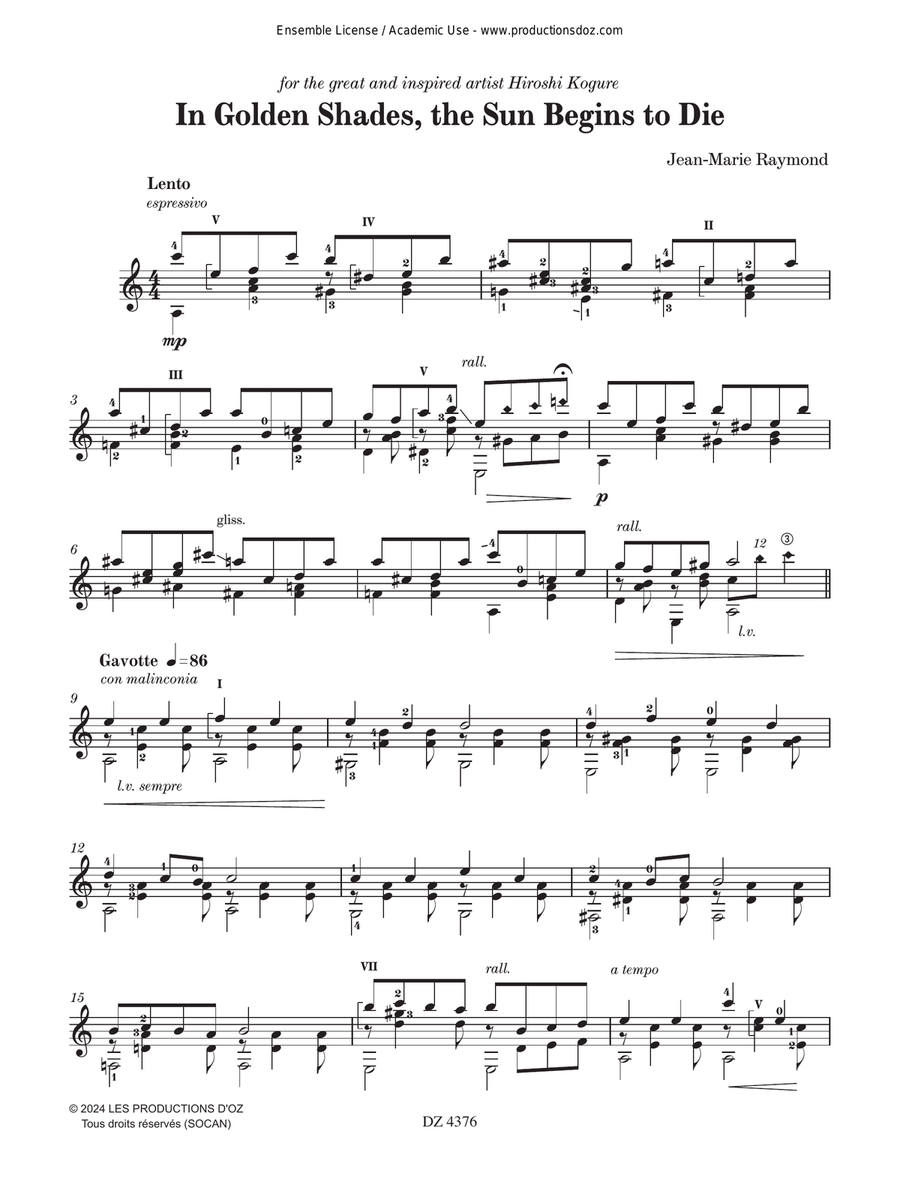 In Golden Shades, the Sun Begins to Die Classical Guitar scores gallery preview page 3
