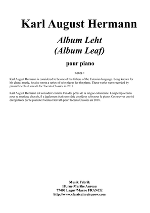 Karl August Hermann : Album Leht (Album Leaf) for piano