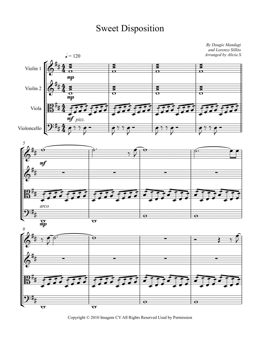Sweet Disposition Sweet Disposition String Quartet scores gallery preview page 1