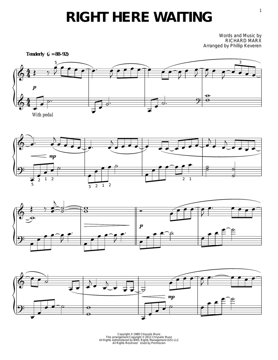 Right Here Waiting (arr. Phillip Keveren) Piano Solo scores gallery preview page 1