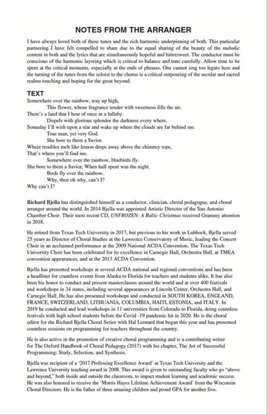 Over the Rainbow (with Lo, How a Rose) 4-Part scores gallery preview page 3