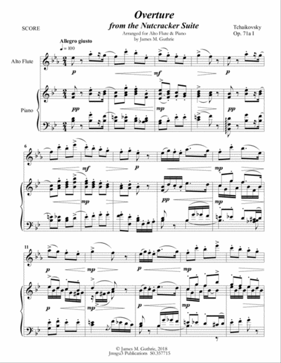 Tchaikovsky: Overture from Nutcracker Suite for Alto Flute & Piano Flute Solo scores gallery preview page 2