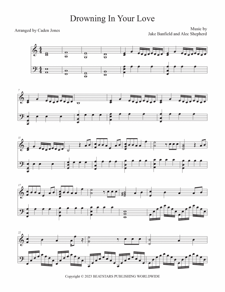 Drowning In Your Love Piano Solo scores gallery preview page 1