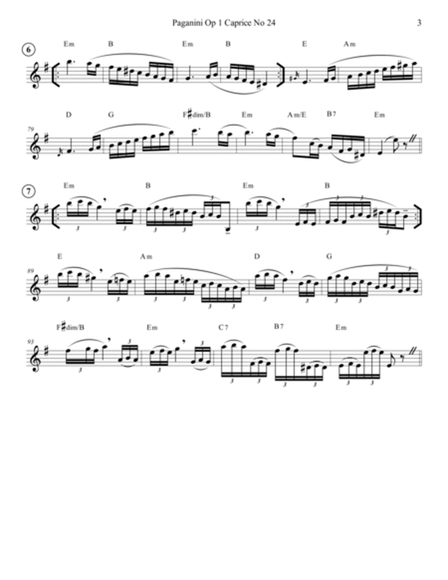 Paganini Op 1 Caprice No 24 Variations For Solo English Horn or Oboe