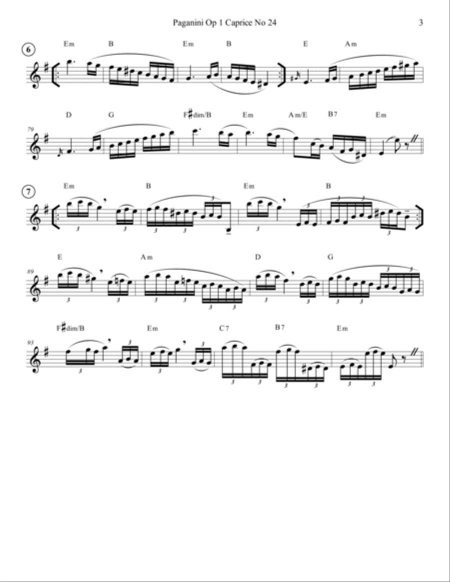 Paganini Op 1 Caprice No 24 Variations For Solo English Horn or Oboe