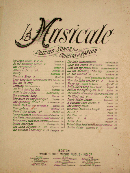 La Musicale. Selected Songs for Concert and Parlor. Changeless