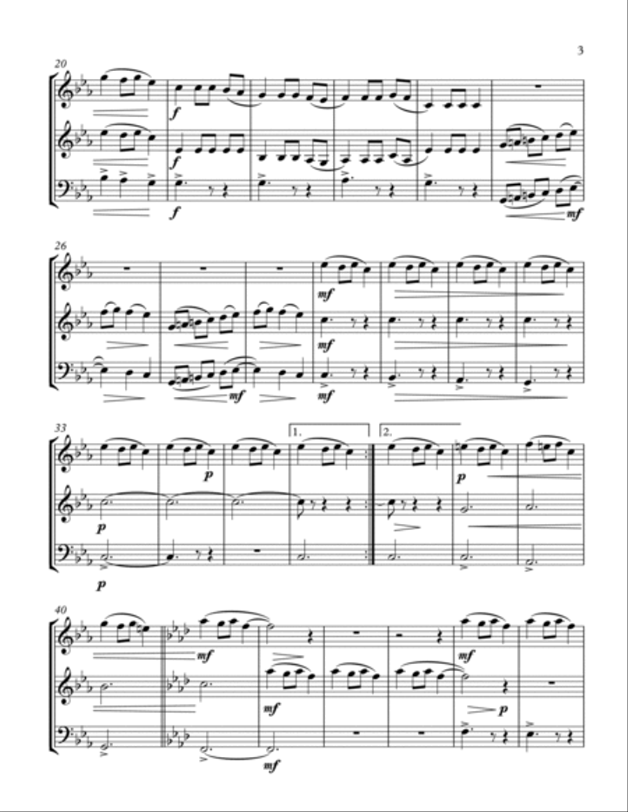 UKRAINIAN BELL CAROL - Carol of the Bells, Brass Trio, Intermediate Level Brass Trio scores gallery preview page 5