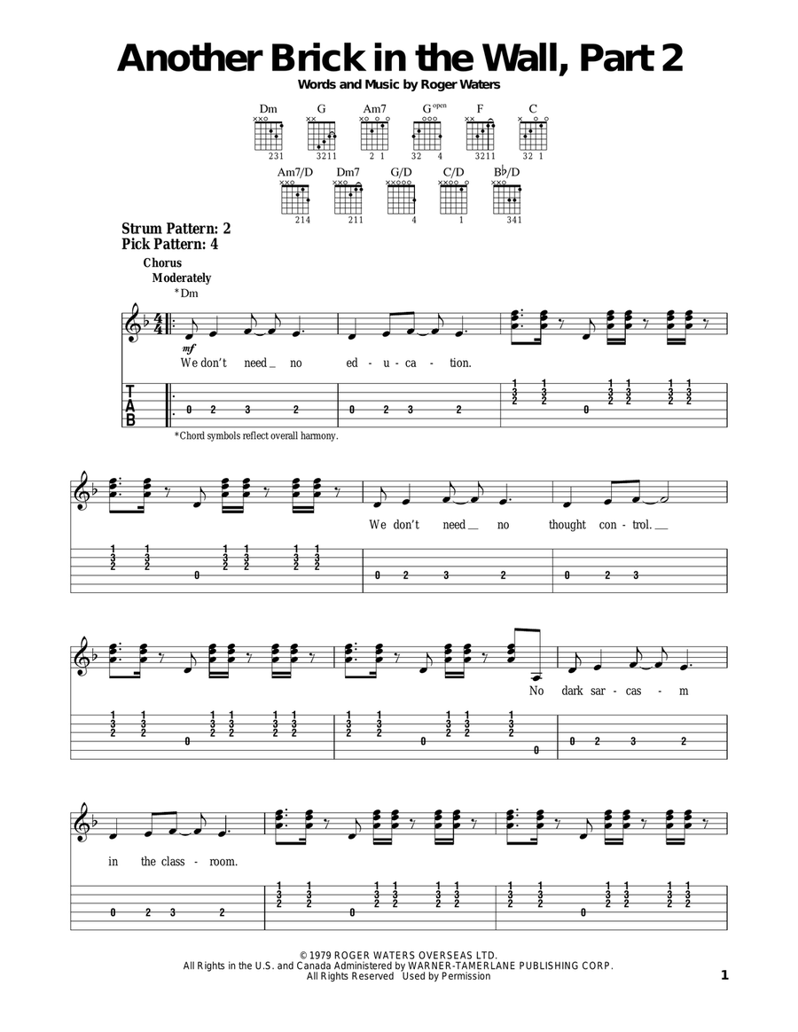 Another Brick In The Wall, Part 2 Acoustic Guitar scores gallery preview page 1