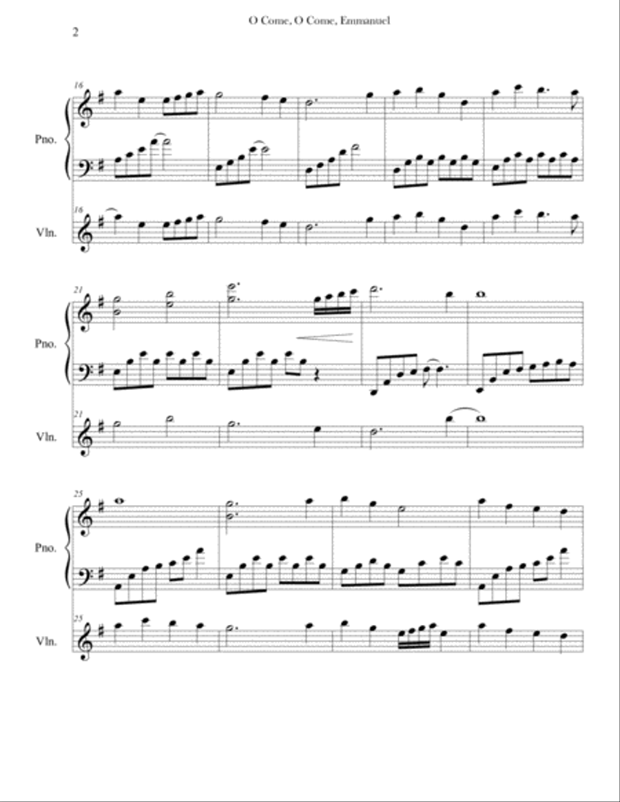 O Come, O Come, Emmanuel (Piano & Violin) O Come, O Come, Emmanuel (Piano & Violin) Violin Solo scores gallery preview page 2