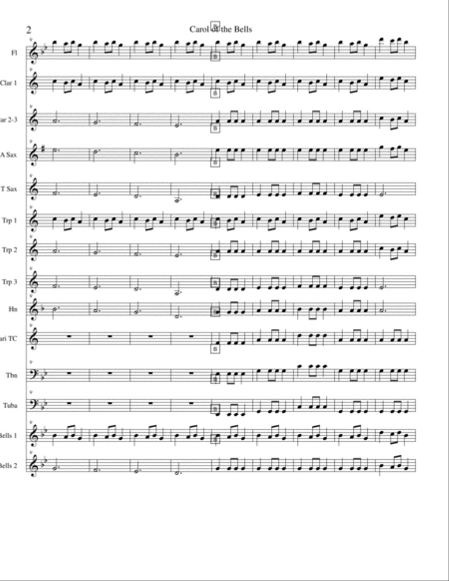 Carol of the Bells Carol of the Bells Concert Band scores gallery preview page 2