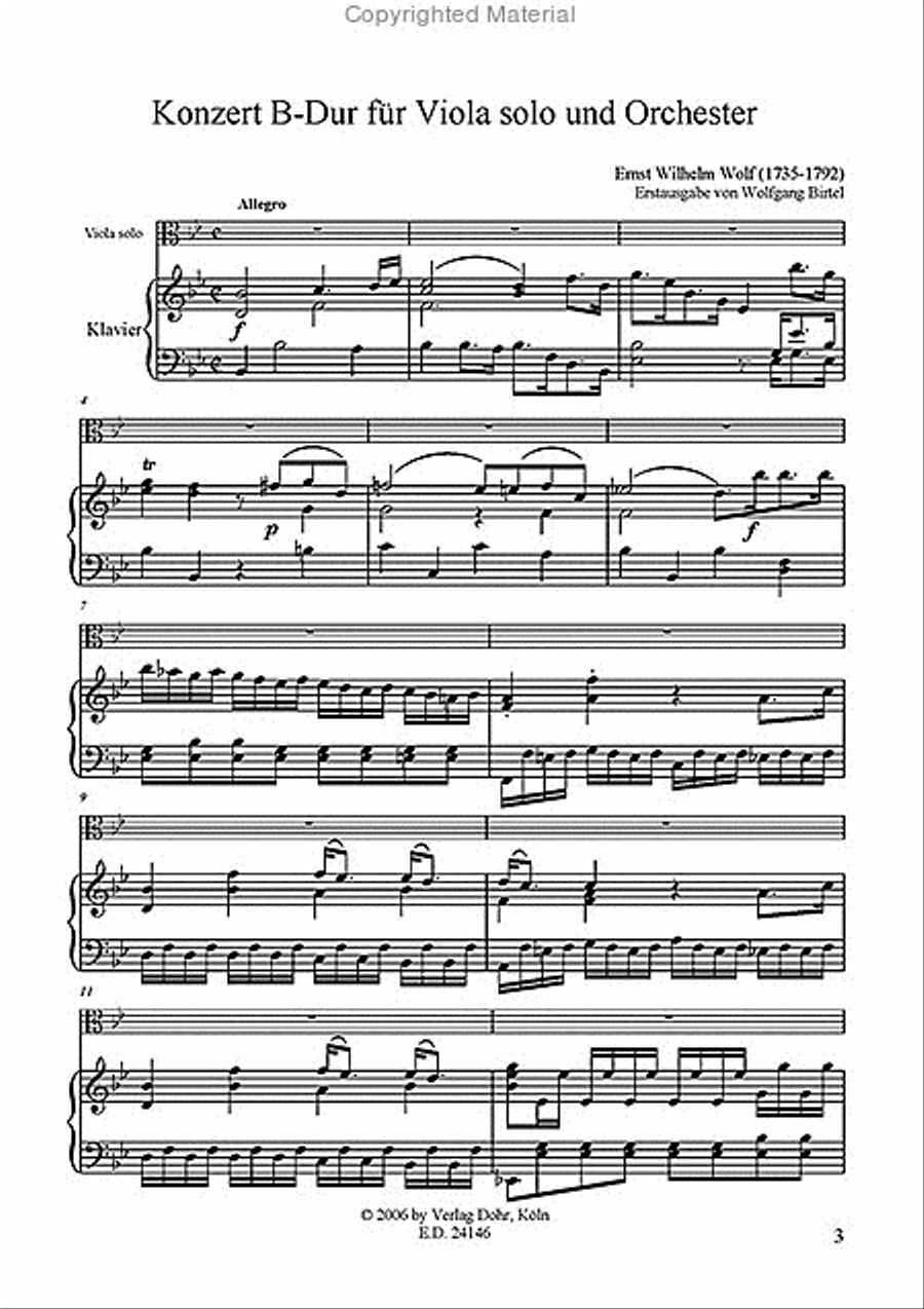 Konzert für Viola und Orchester B-Dur Piano Accompaniment scores gallery preview page 3