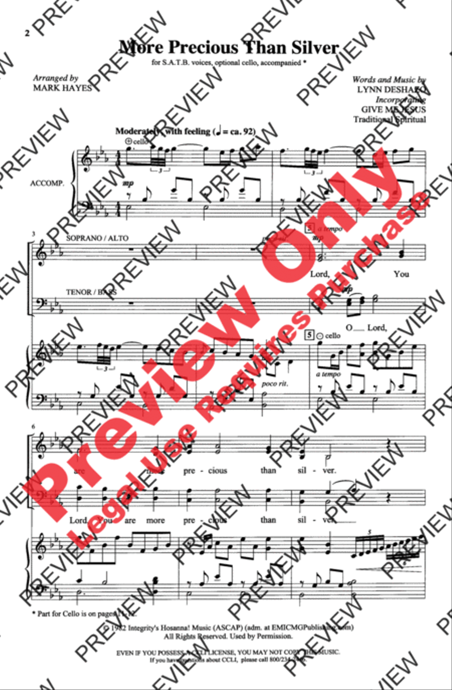 More Precious Than Silver with Give Me Jesus 4-Part scores gallery preview page 2
