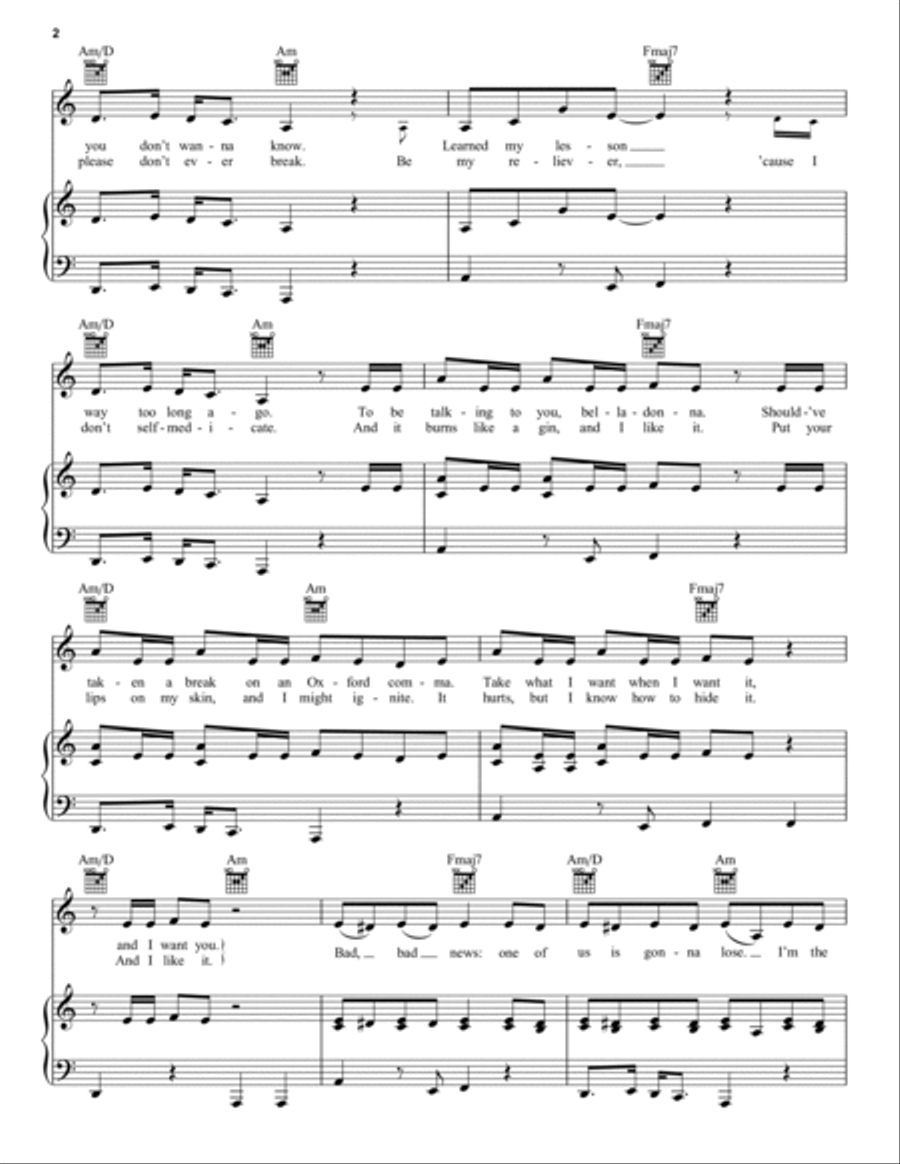 my strange addiction Piano, Vocal, Guitar scores gallery preview page 2