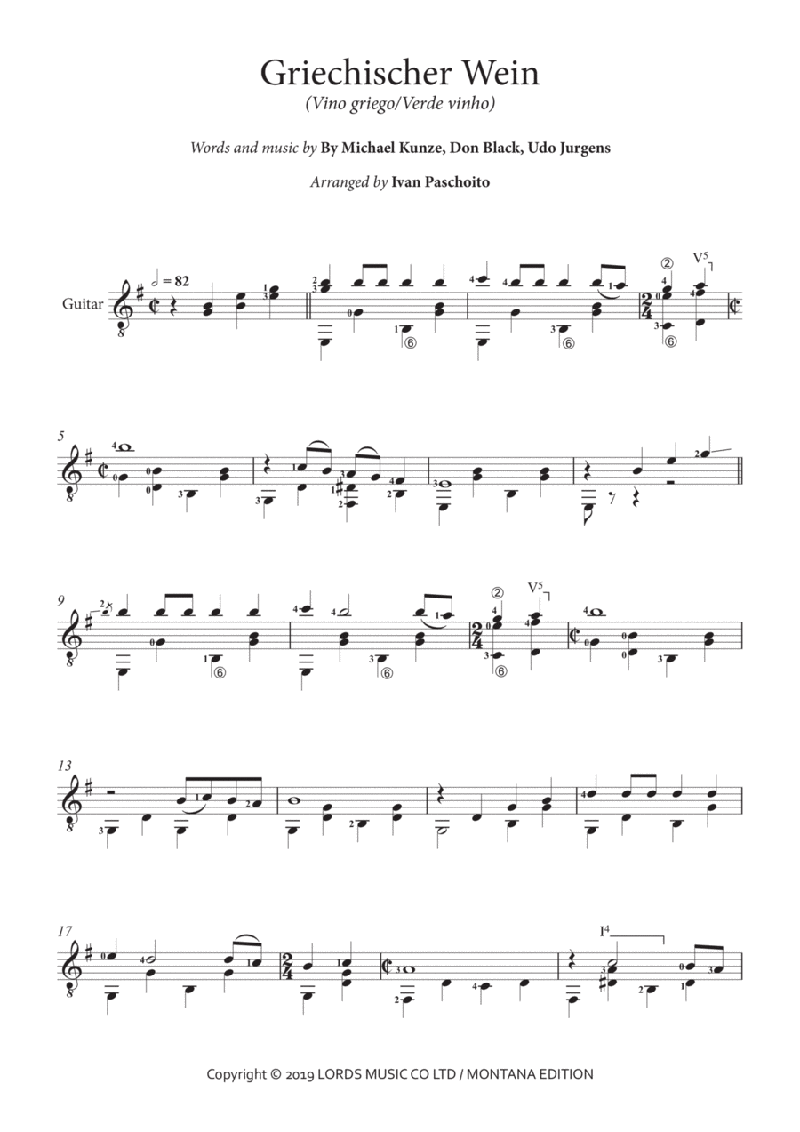 Griechischer Wein Griechischer Wein Classical Guitar scores gallery preview page 1