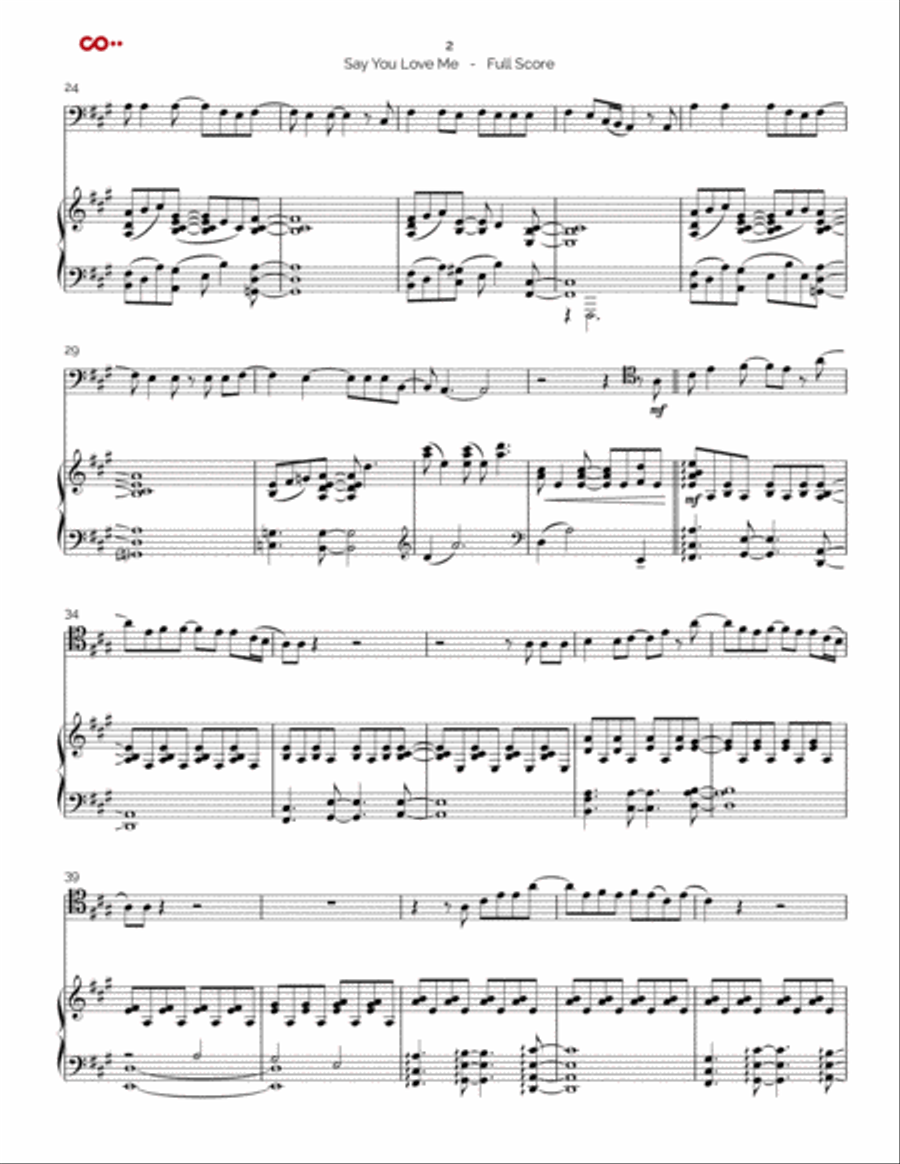 Say You Love Me String Duet scores gallery preview page 2