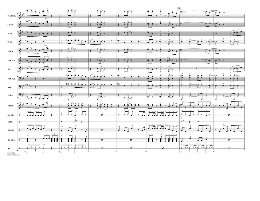 Who Are You - Full Score Who Are You - Full Score Marching Band scores gallery preview page 5