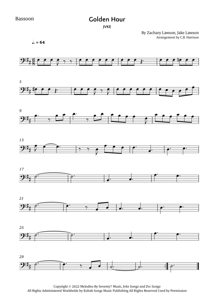 Golden Hour Bassoon Solo scores gallery preview page 1