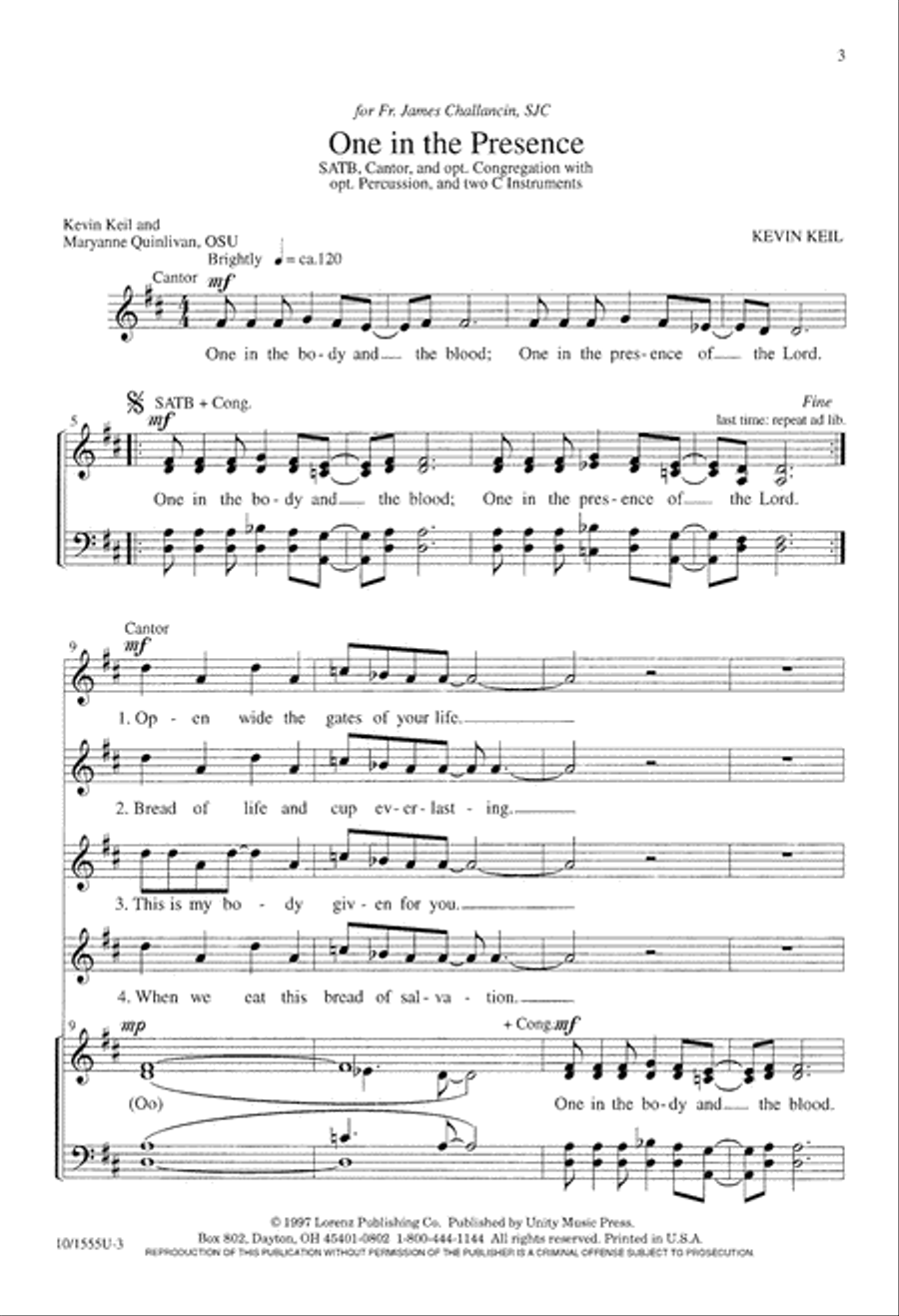 One in the Presence One in the Presence 4-Part scores gallery preview page 3