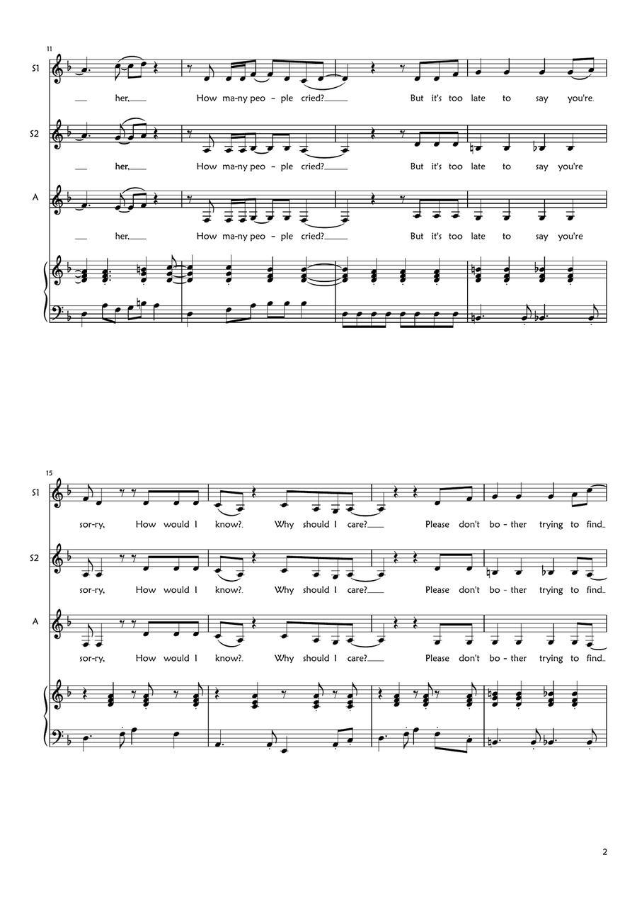 She's Not There SSA scores gallery preview page 2