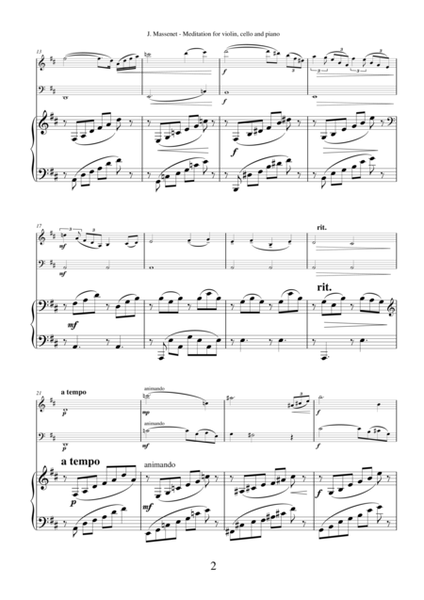 Meditation from Thais by Jules Massenet, transcription for violin, cello and piano