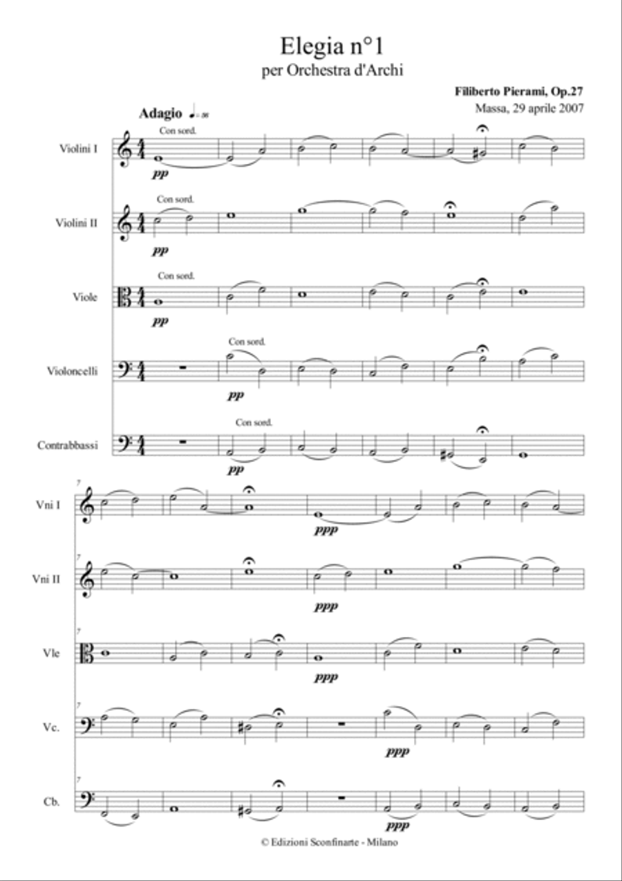 Filiberto PIERAMI: ELEGIA N.1 (op.27) (ES-21-073) - Score Only String Orchestra scores gallery preview page 3