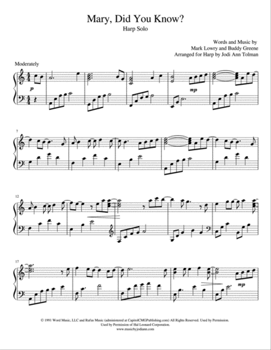 Mary, Did You Know? Harp scores gallery preview page 2