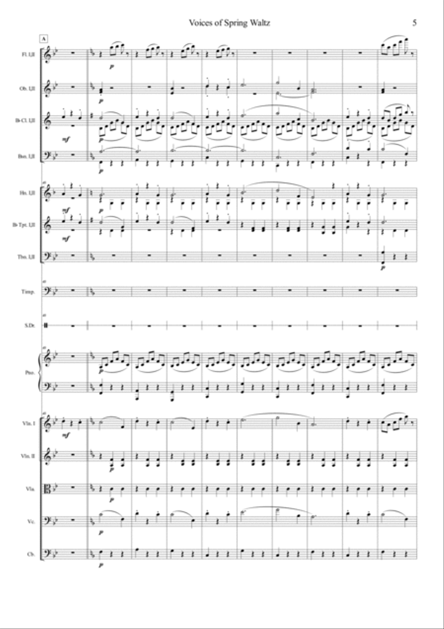 Voice of Spring Waltz Orchestra scores gallery preview page 5