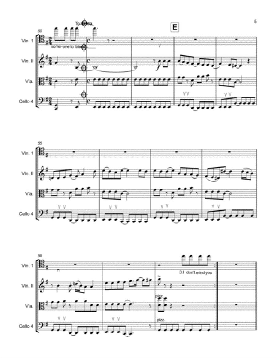 Just What I Needed String Quartet scores gallery preview page 5