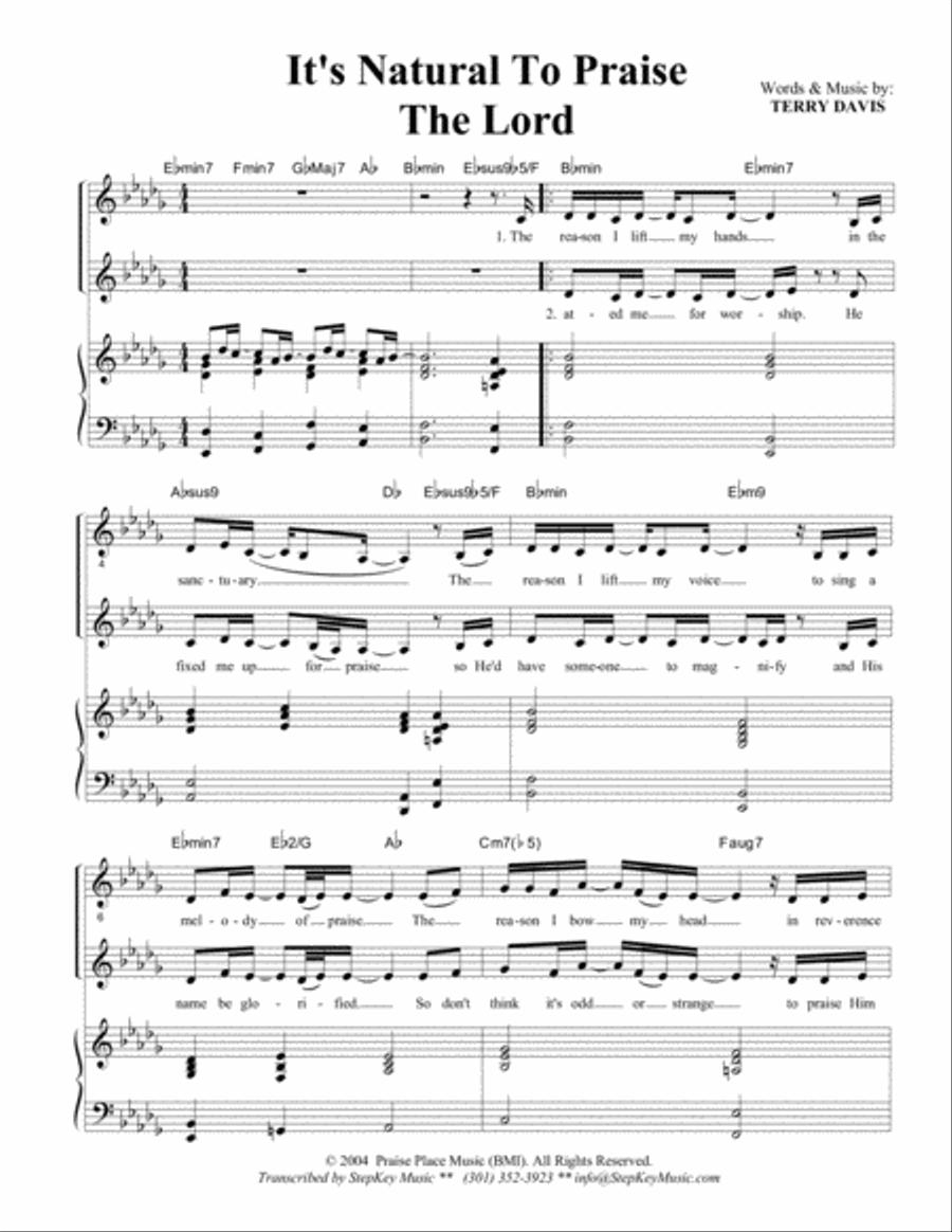 It's Natural For Me To Praise The Lord Choir scores gallery preview page 1