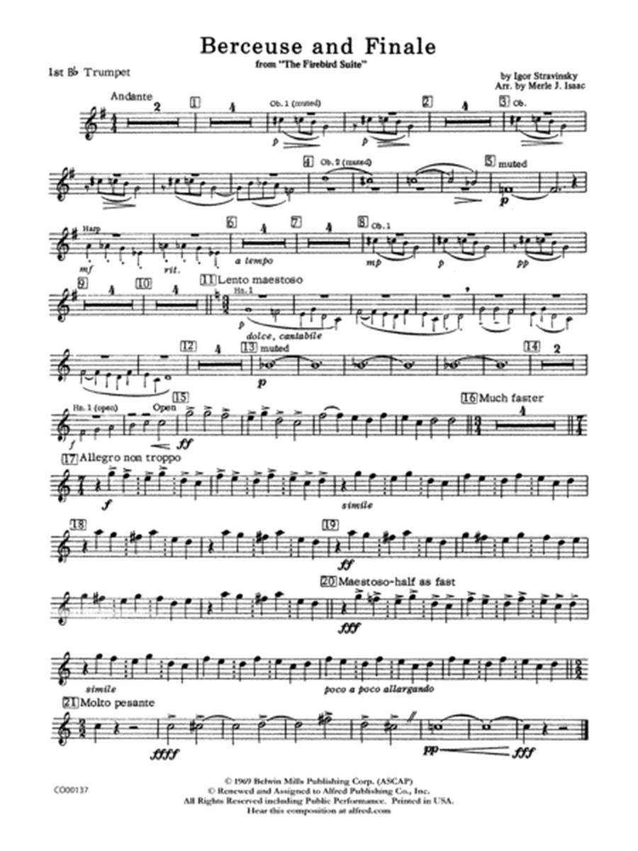 Berceuse and Finale (from the Firebird Suite): 1st B-flat Trumpet