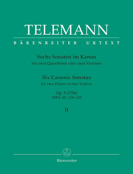 Georg Philipp Telemann: Canonic Sonatas For Two Flutes Or Violins, Volume 2