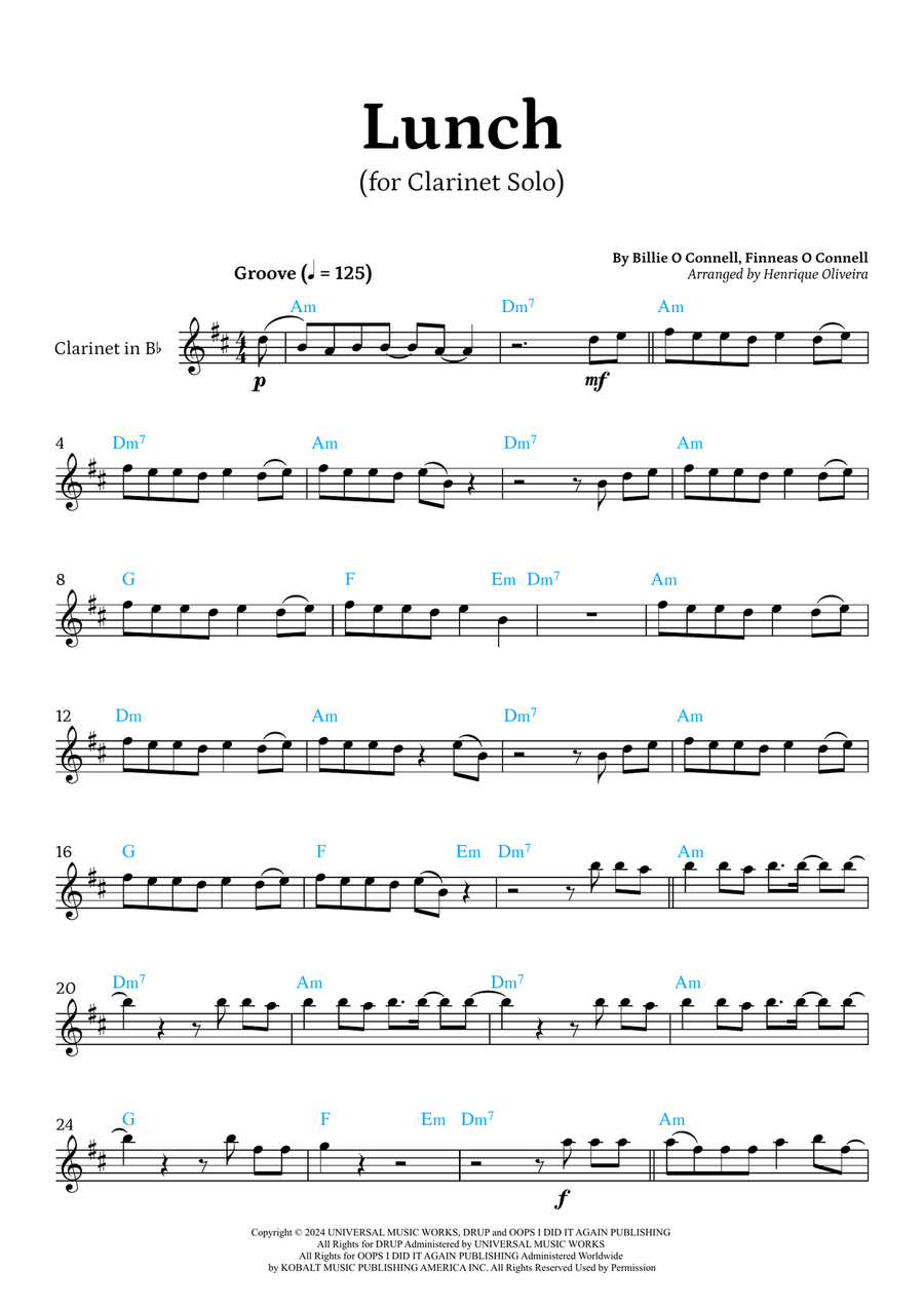 Lunch B-Flat Clarinet scores gallery preview page 1
